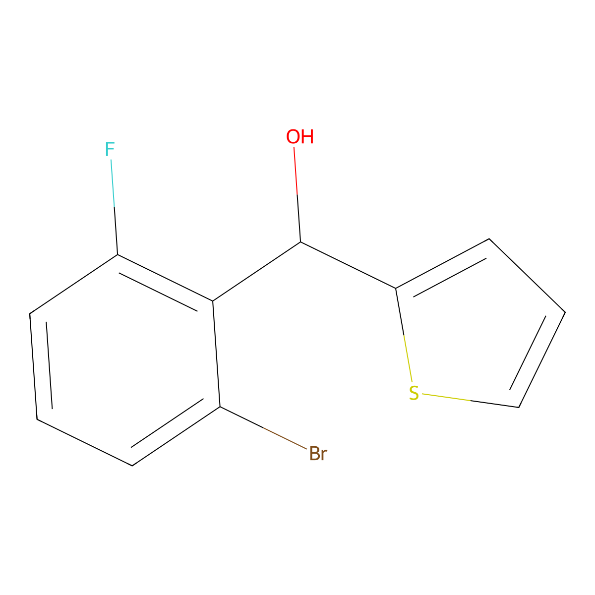 (2-Bromo-6-fluorophenyl)(thiophen-2-yl)methanol molecular structure, CAS 1592995-43-1