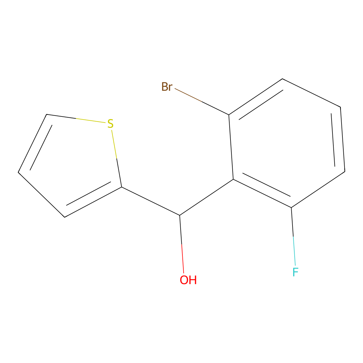 (2-Bromo-6-fluorophenyl)(thiophen-2-yl)methanol molecular structure, CAS 1592995-43-1