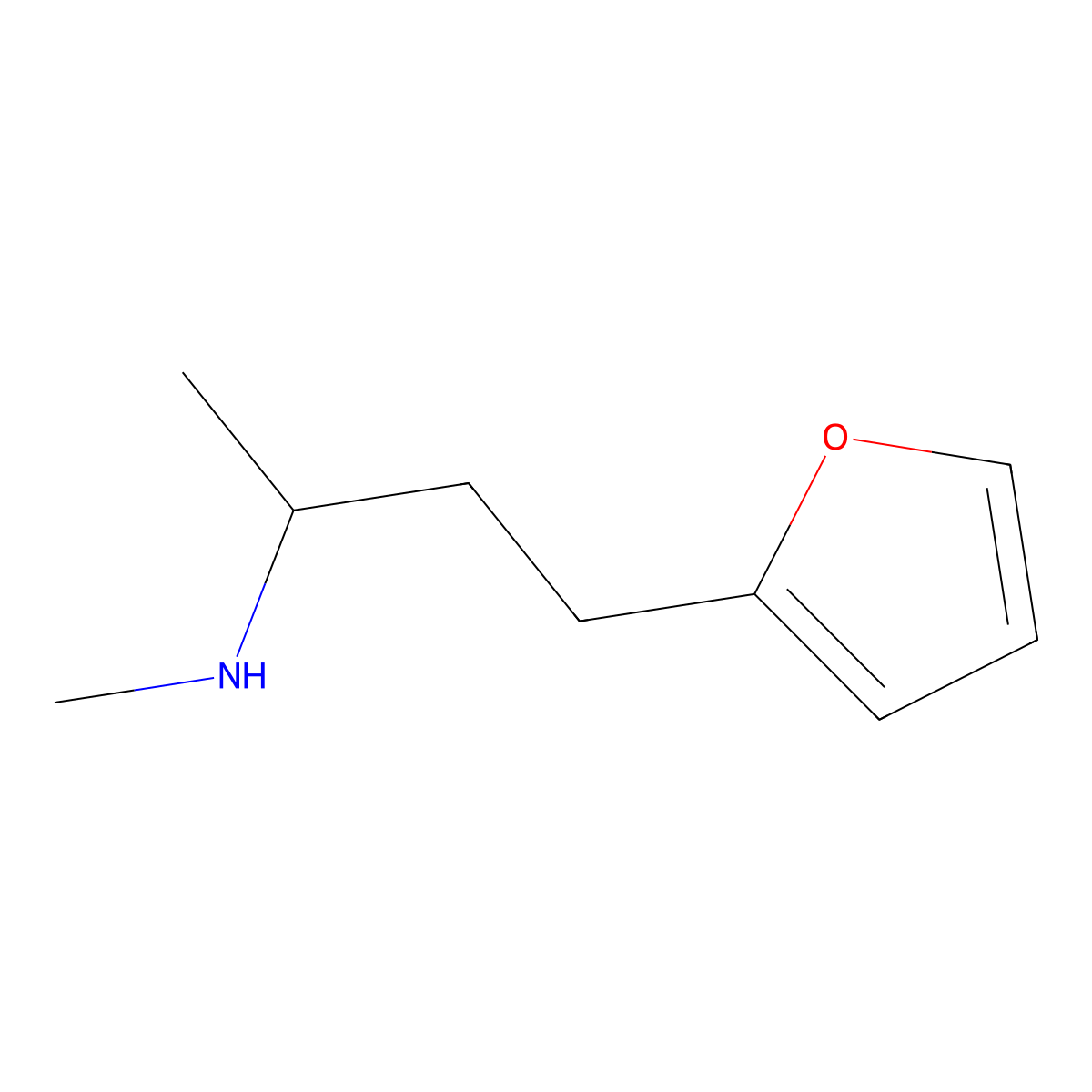 (3-Furan-2-yl-1-methyl-propyl)-methyl-amine molecular structure, CAS 1593-37-9