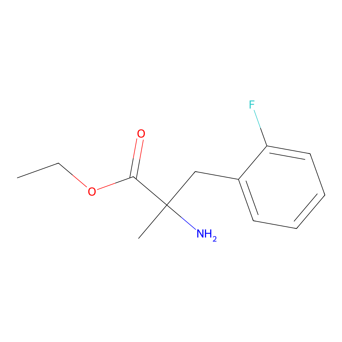 Ethyl 2-amino-3-(2-fluorophenyl)-2-methylpropanoate molecular structure, CAS 1593000-31-7