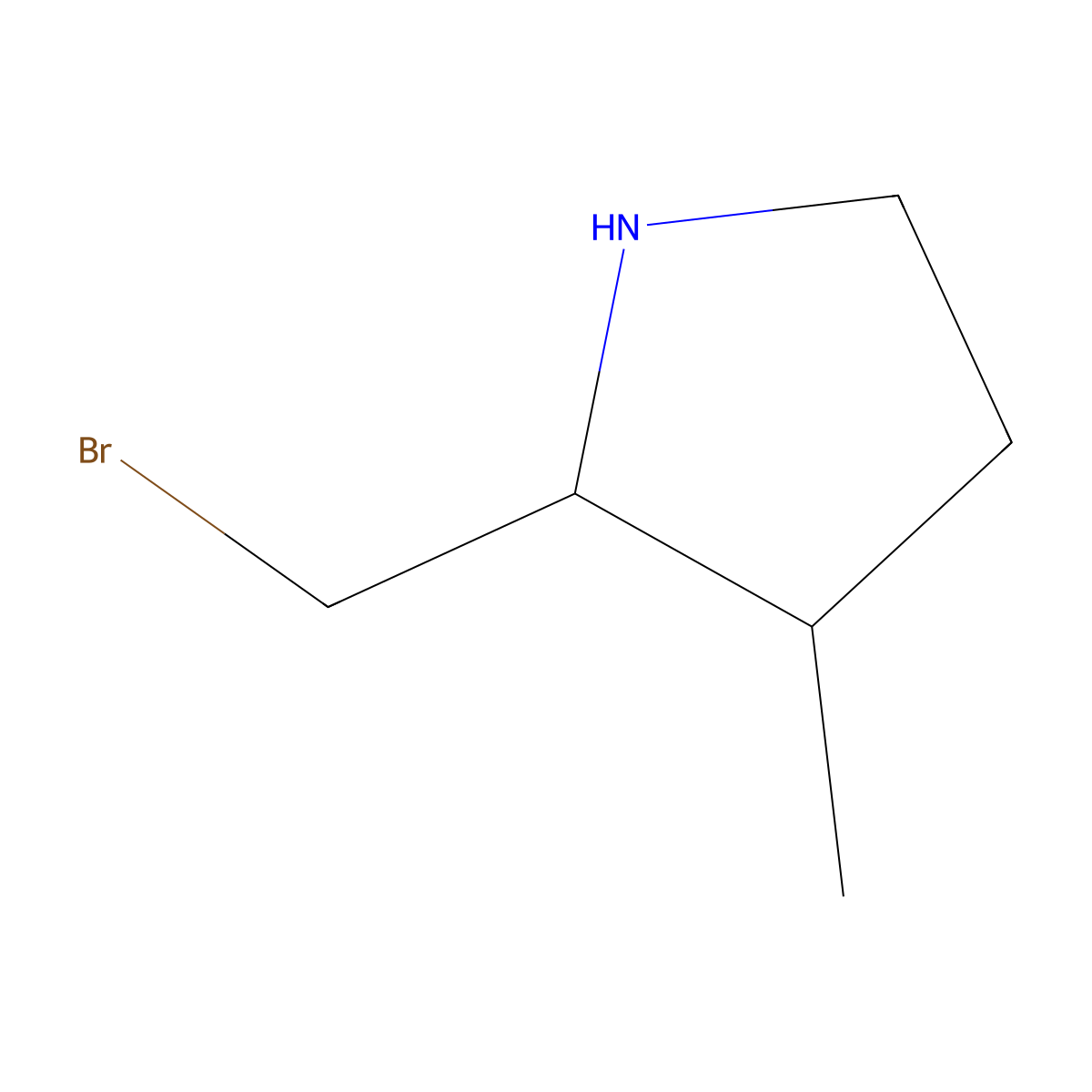 2-(Bromomethyl)-3-methylpyrrolidine molecular structure, CAS 1593005-65-2