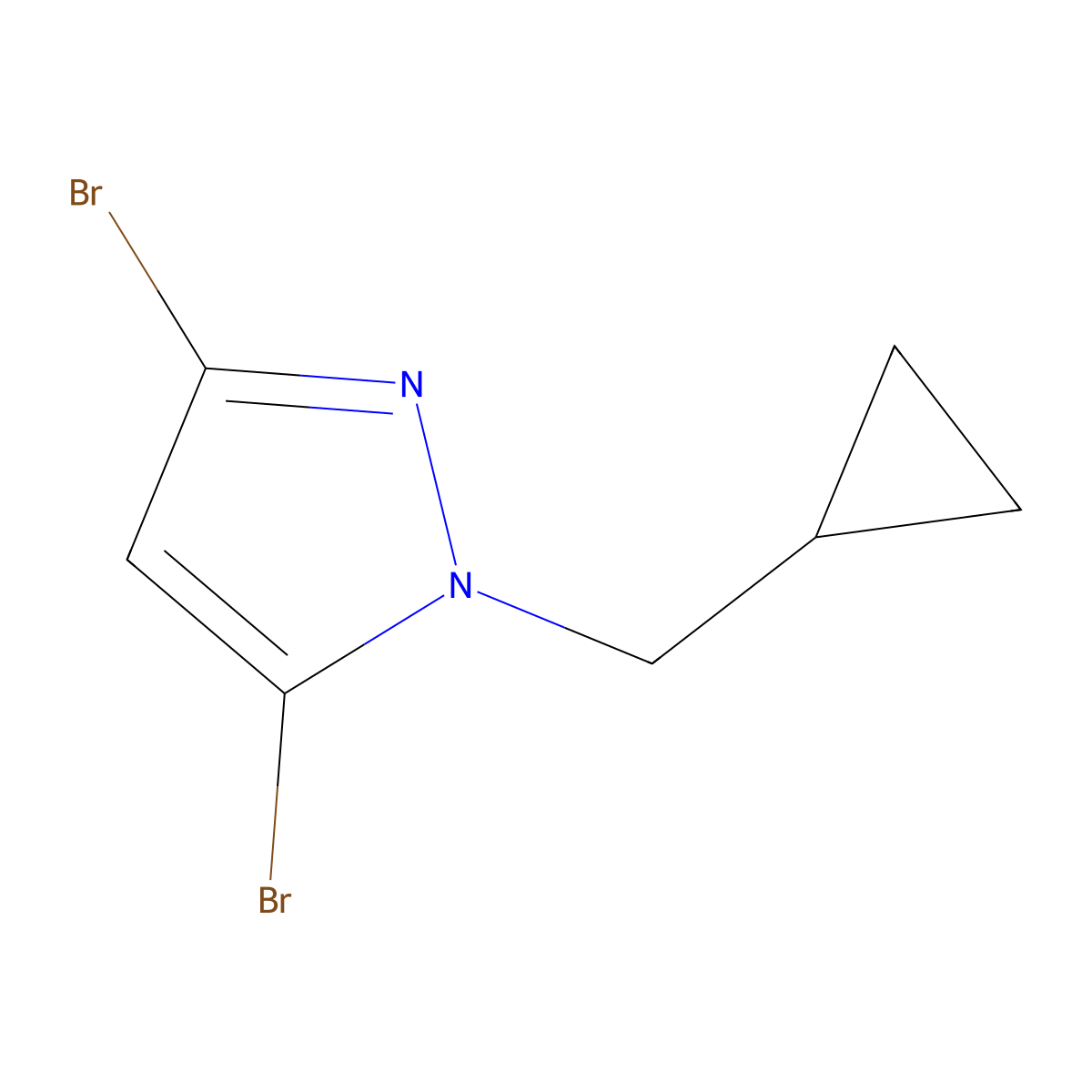 3,5-dibromo-1-(cyclopropylmethyl)-1H-pyrazole molecular structure, CAS 1593023-61-0