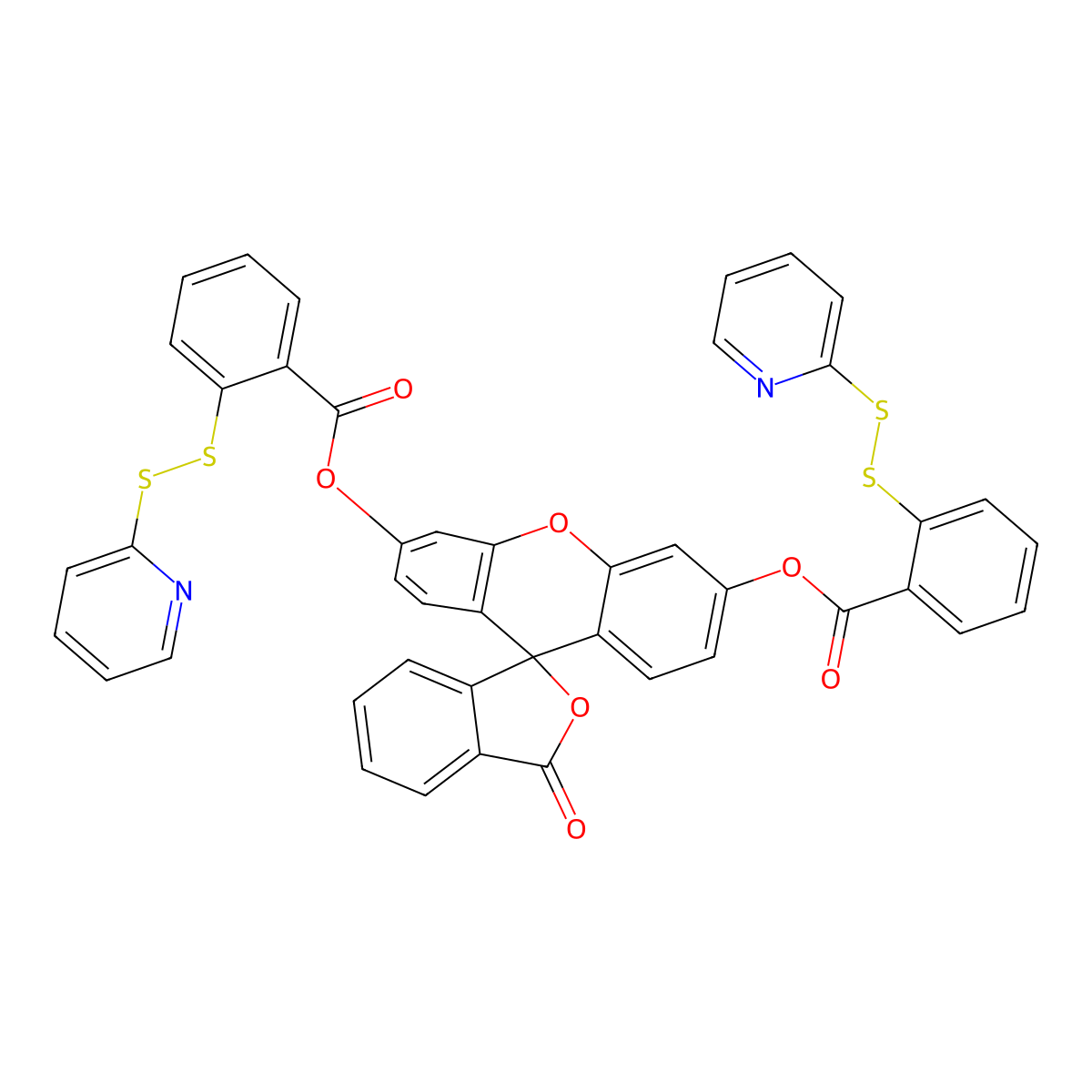 [3-Oxo-6'-[2-(pyridin-2-yldisulfanyl)benzoyl]oxyspiro[2-benzofuran-1,9'-xanthene]-3'-yl] 2-(pyridin-2-yldisulfanyl)benzoate molecular structure, CAS 1593024-78-2