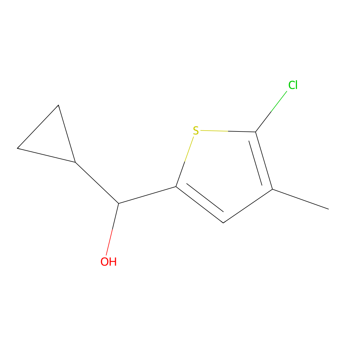 (5-Chloro-4-methylthiophen-2-yl)(cyclopropyl)methanol molecular structure, CAS 1593029-16-3