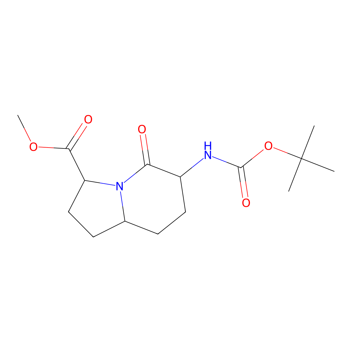 (3S,6S,8aS)-Methyl 6-((tert-butoxycarbonyl)amino)-5-oxooctahydroindolizine-3-carboxylate molecular structure, CAS 159303-54-5