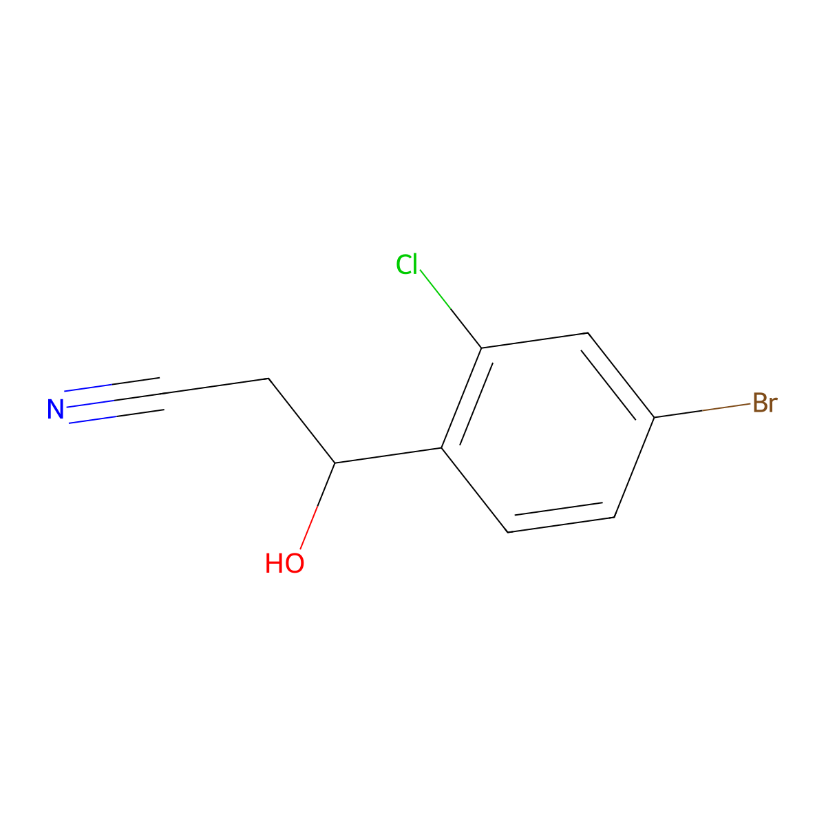 3-(4-Bromo-2-chlorophenyl)-3-hydroxypropanenitrile molecular structure, CAS 1593049-74-1