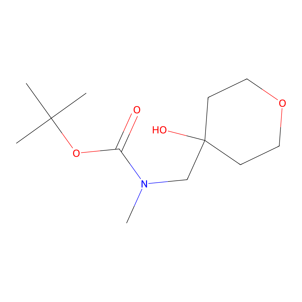 tert-butyl N-[(4-hydroxyoxan-4-yl)methyl]-N-methylcarbamate molecular structure, CAS 1593055-98-1