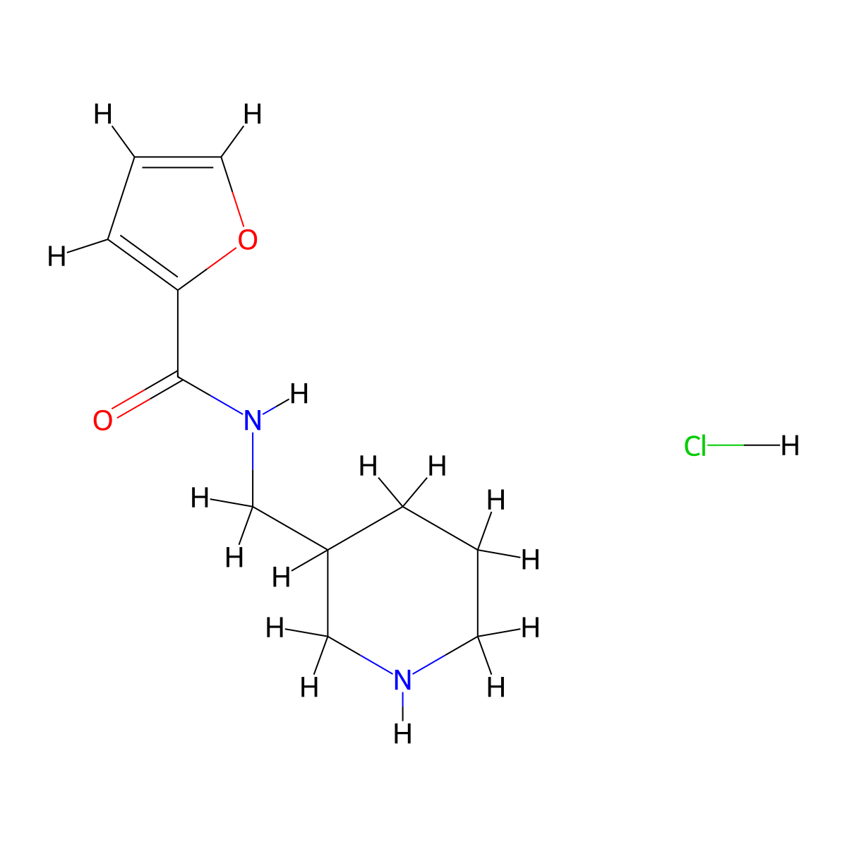 N-(piperidin-3-ylmethyl)furan-2-carboxamide hydrochloride molecular structure, CAS 1593084-61-7