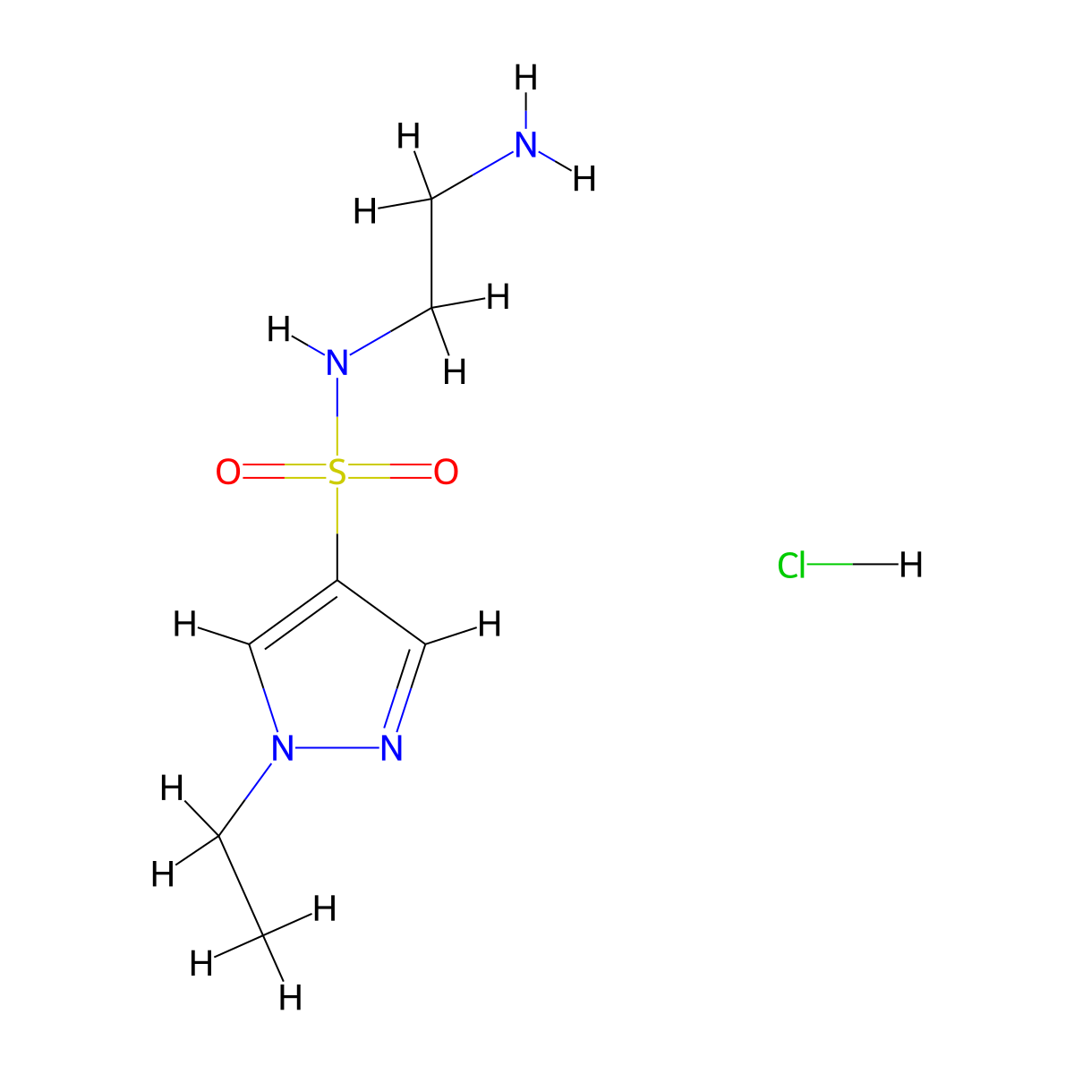 N-(2-aminoethyl)-1-ethyl-1H-pyrazole-4-sulfonamide hydrochloride molecular structure, CAS 1593104-29-0