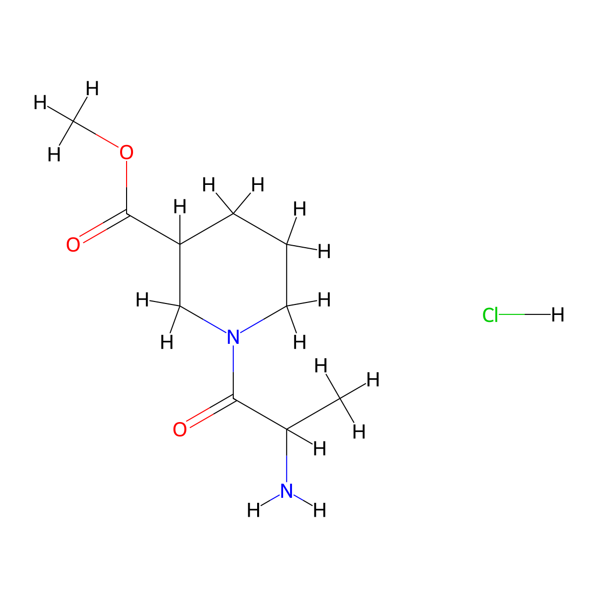 Methyl 1-(2-aminopropanoyl)piperidine-3-carboxylate hydrochloride molecular structure, CAS 1593136-53-8
