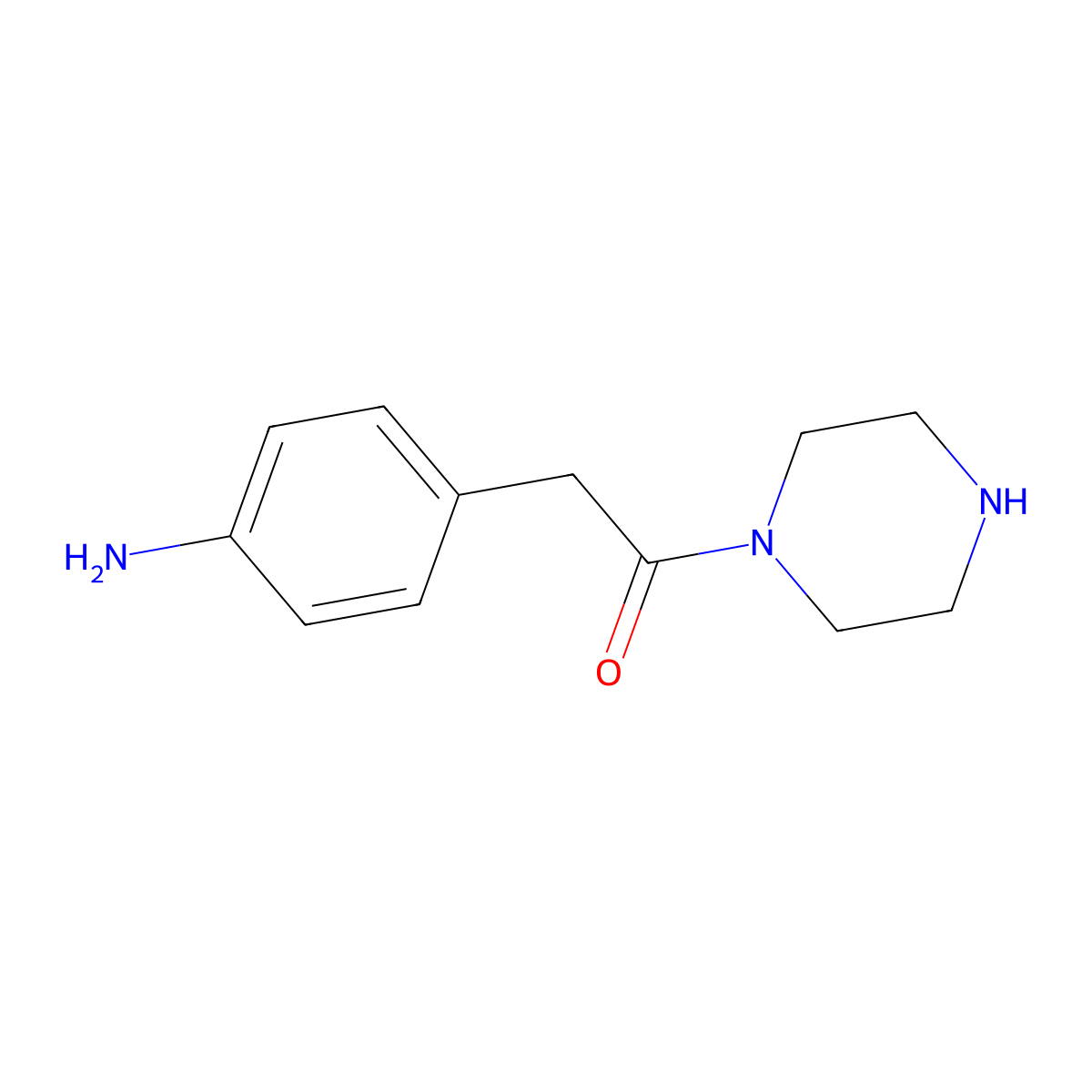2-(4-Aminophenyl)-1-(piperazin-1-yl)ethan-1-one molecular structure, CAS 1593150-98-1