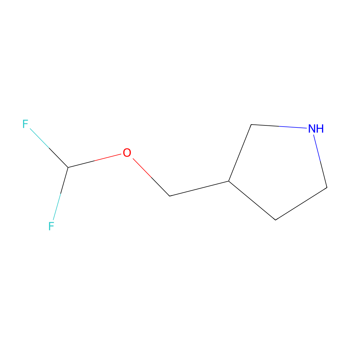 3-[(Difluoromethoxy)methyl]pyrrolidine molecular structure, CAS 1593217-00-5