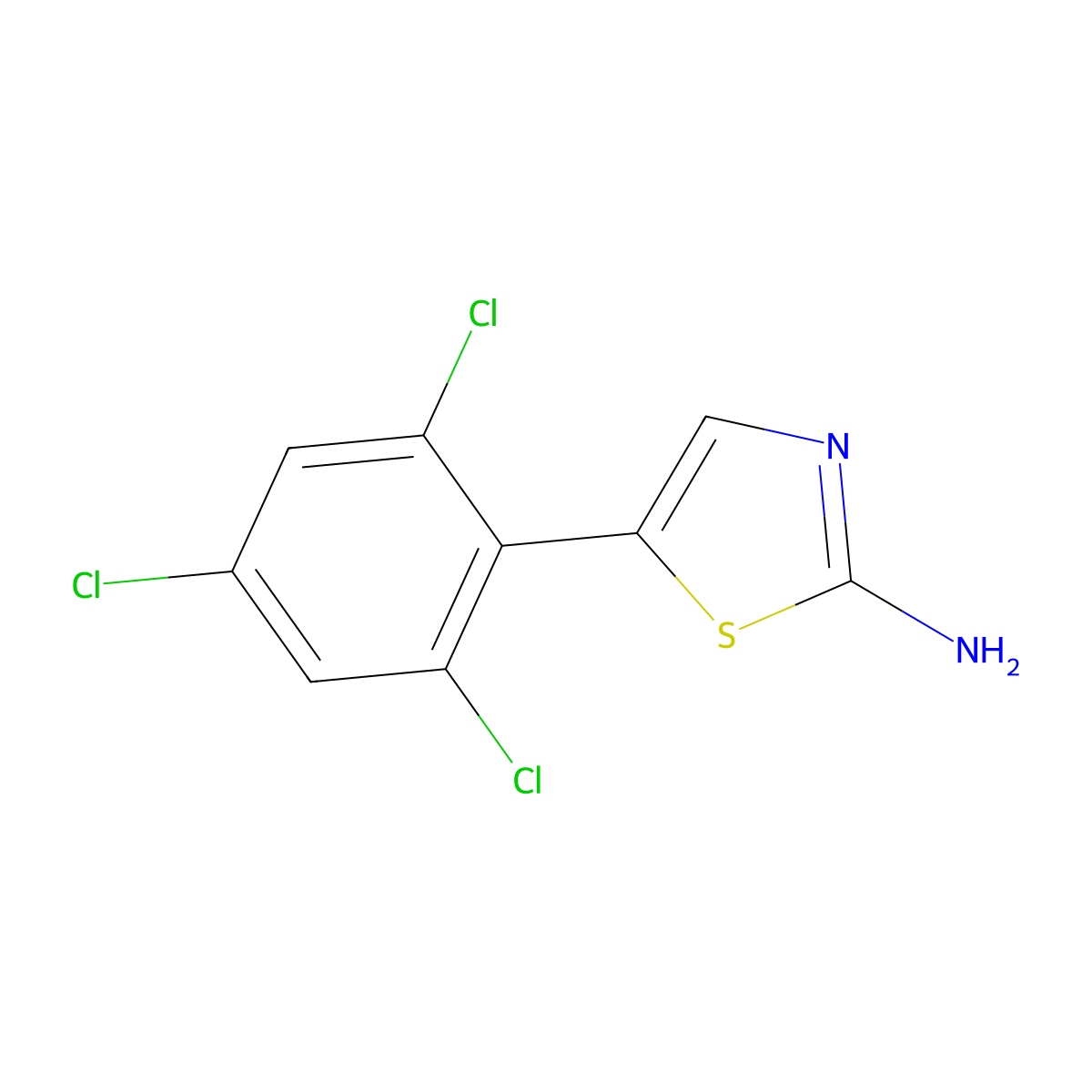 5-(2,4,6-Trichlorophenyl)thiazol-2-amine molecular structure, CAS 1593225-23-0