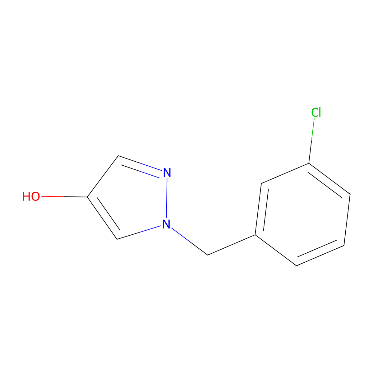 1-(3-Chloro-benzyl)-1H-pyrazol-4-ol molecular structure, CAS 1593233-73-8