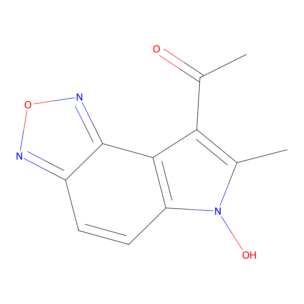 1-(6-Hydroxy-7-methyl-6h-[1,2,5]oxadiazolo[3,4-e]indol-8-yl)ethan-1-one molecular structure, CAS 159325-84-5