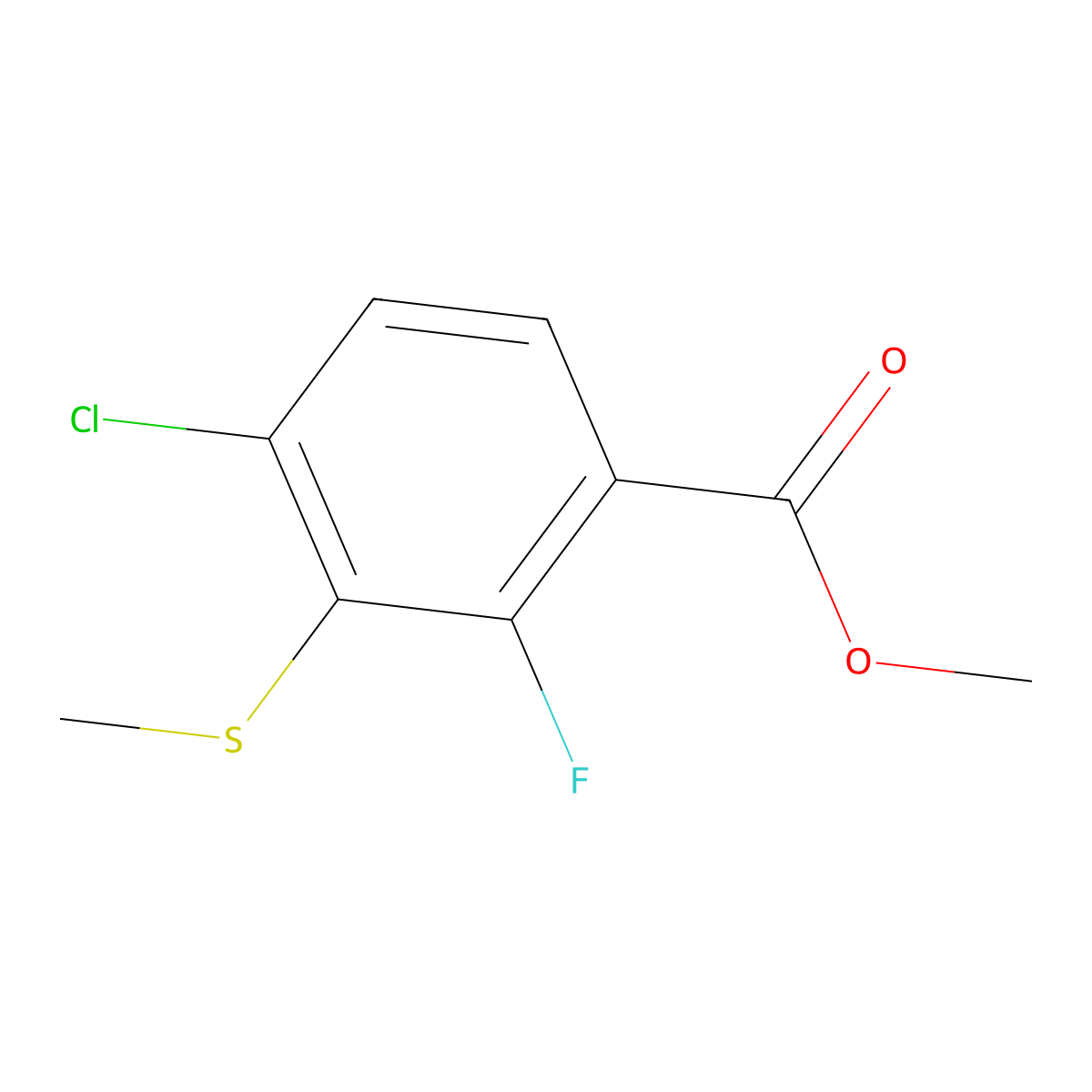 Methyl 4-chloro-2-fluoro-3-(methylthio)benzoate molecular structure, CAS 159329-14-3