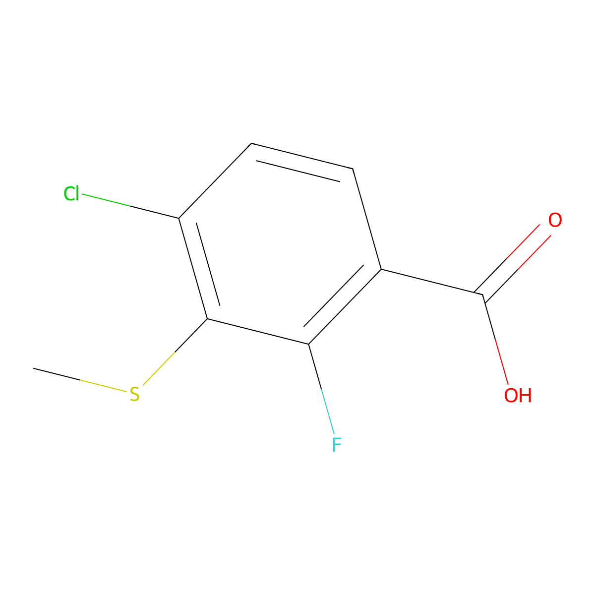 4-Chloro-2-fluoro-3-(methylthio)benzoic acid molecular structure, CAS 159329-16-5