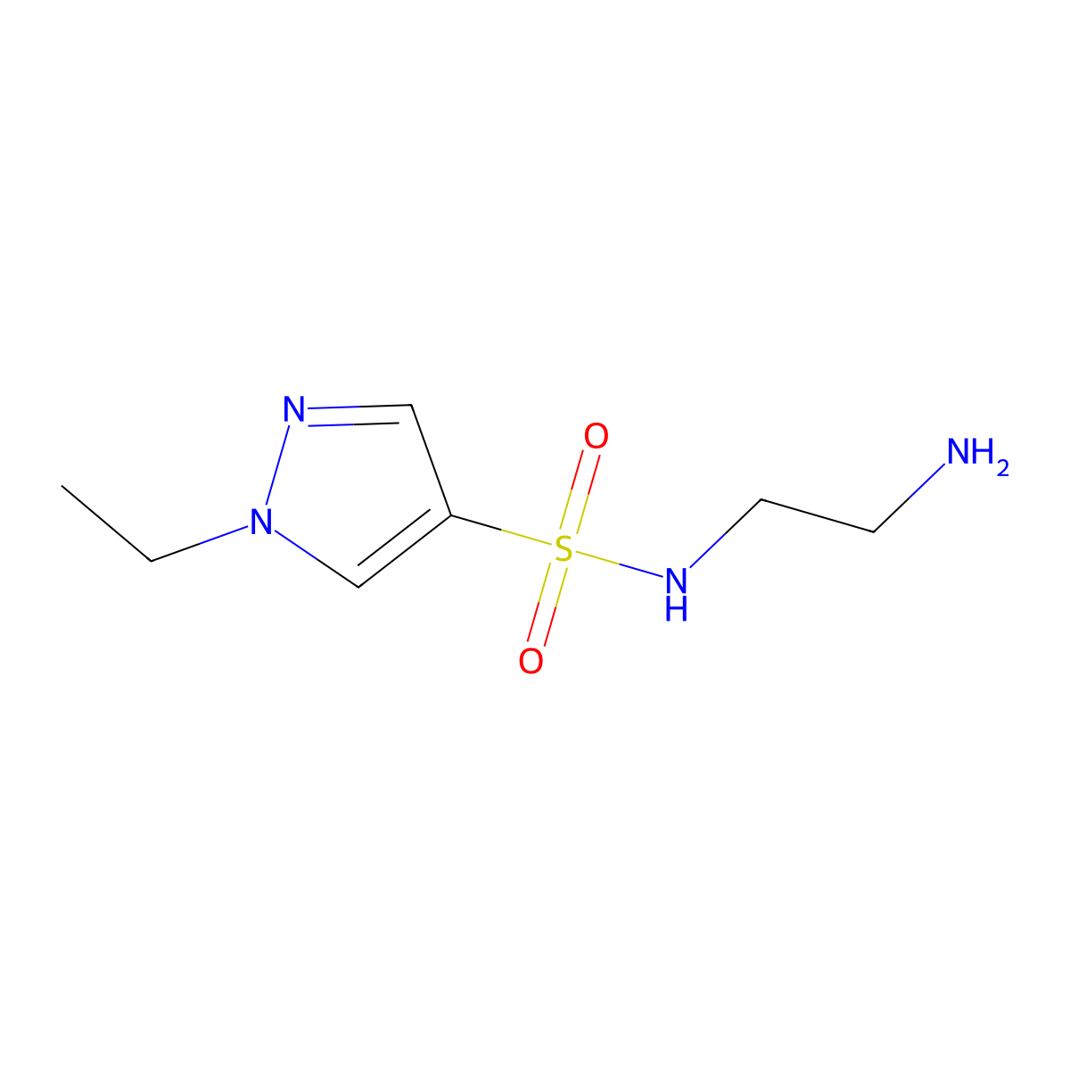 N-(2-aminoethyl)-1-ethyl-1H-pyrazole-4-sulfonamide molecular structure, CAS 1593316-28-9