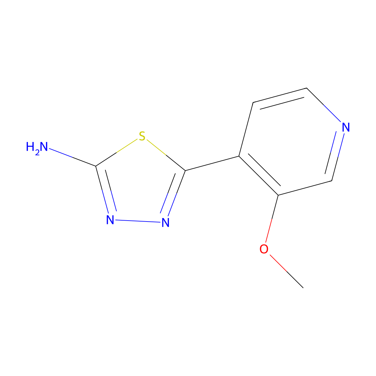 2-Amino-5-(3-methoxy-4-pyridyl)-1,3,4-thiadiazole molecular structure, CAS 1593345-95-9