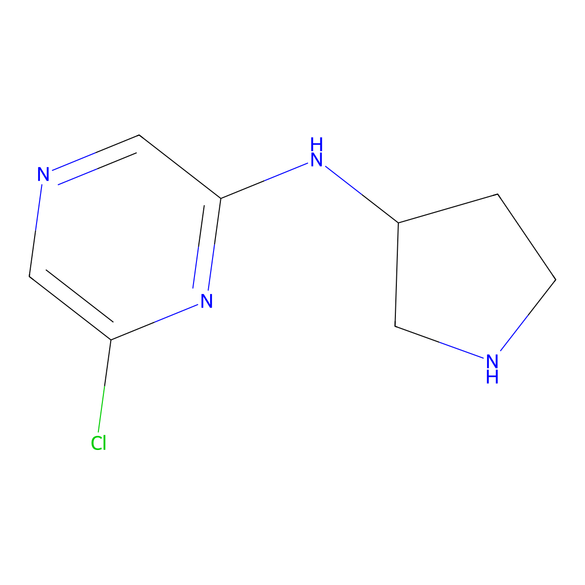 6-chloro-N-(pyrrolidin-3-yl)pyrazin-2-amine molecular structure, CAS 1593348-95-8