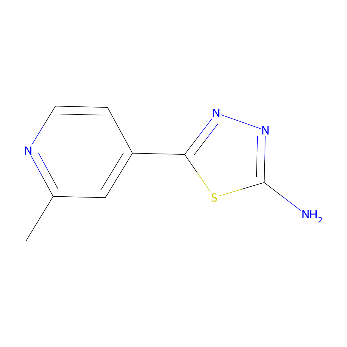 2-Amino-5-(2-methyl-4-pyridyl)-1,3,4-thiadiazole molecular structure, CAS 1593354-27-8