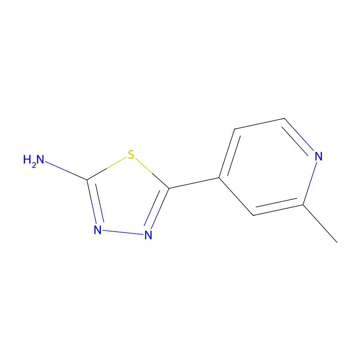 2-Amino-5-(2-methyl-4-pyridyl)-1,3,4-thiadiazole molecular structure, CAS 1593354-27-8