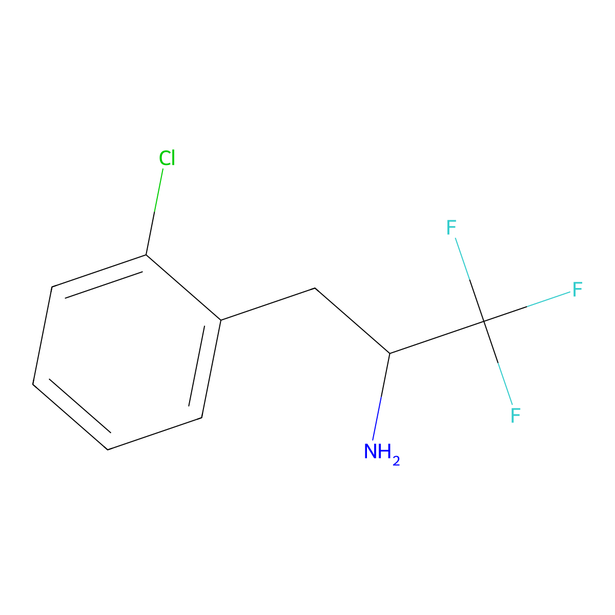 3-(2-Chlorophenyl)-1,1,1-trifluoropropan-2-amine molecular structure, CAS 1593363-90-6
