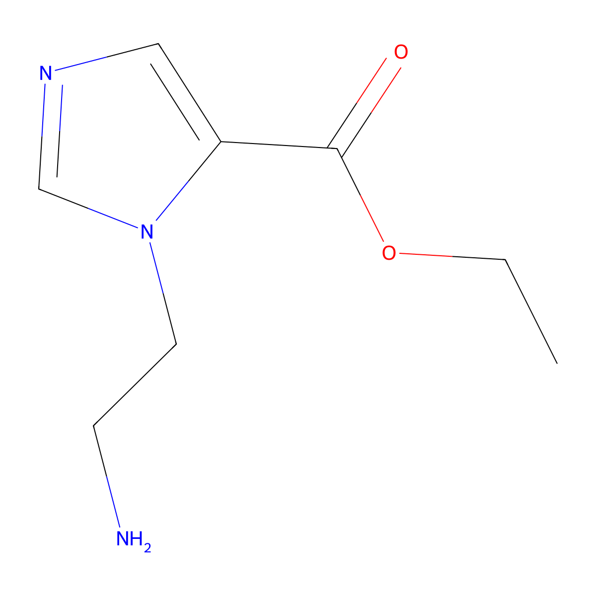 Ethyl 1-(2-aminoethyl)-1H-imidazole-5-carboxylate molecular structure, CAS 1593370-82-1