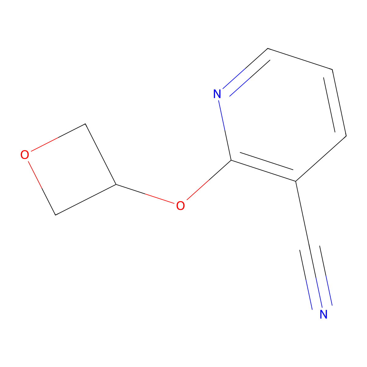 2-(Oxetan-3-yloxy)pyridine-3-carbonitrile molecular structure, CAS 1593372-31-6