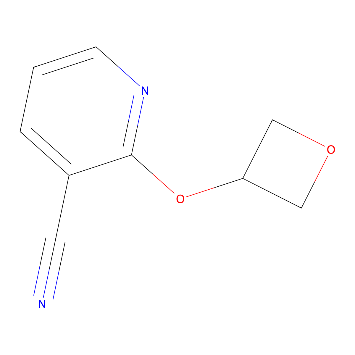 2-(Oxetan-3-yloxy)pyridine-3-carbonitrile molecular structure, CAS 1593372-31-6
