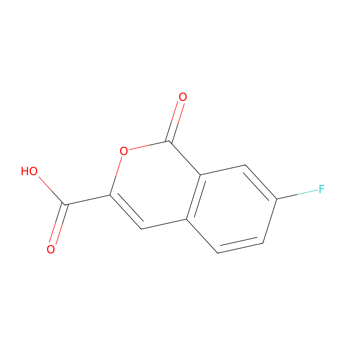 7-fluoro-1-oxo-1H-isochromene-3-carboxylic acid molecular structure, CAS 1593395-26-6