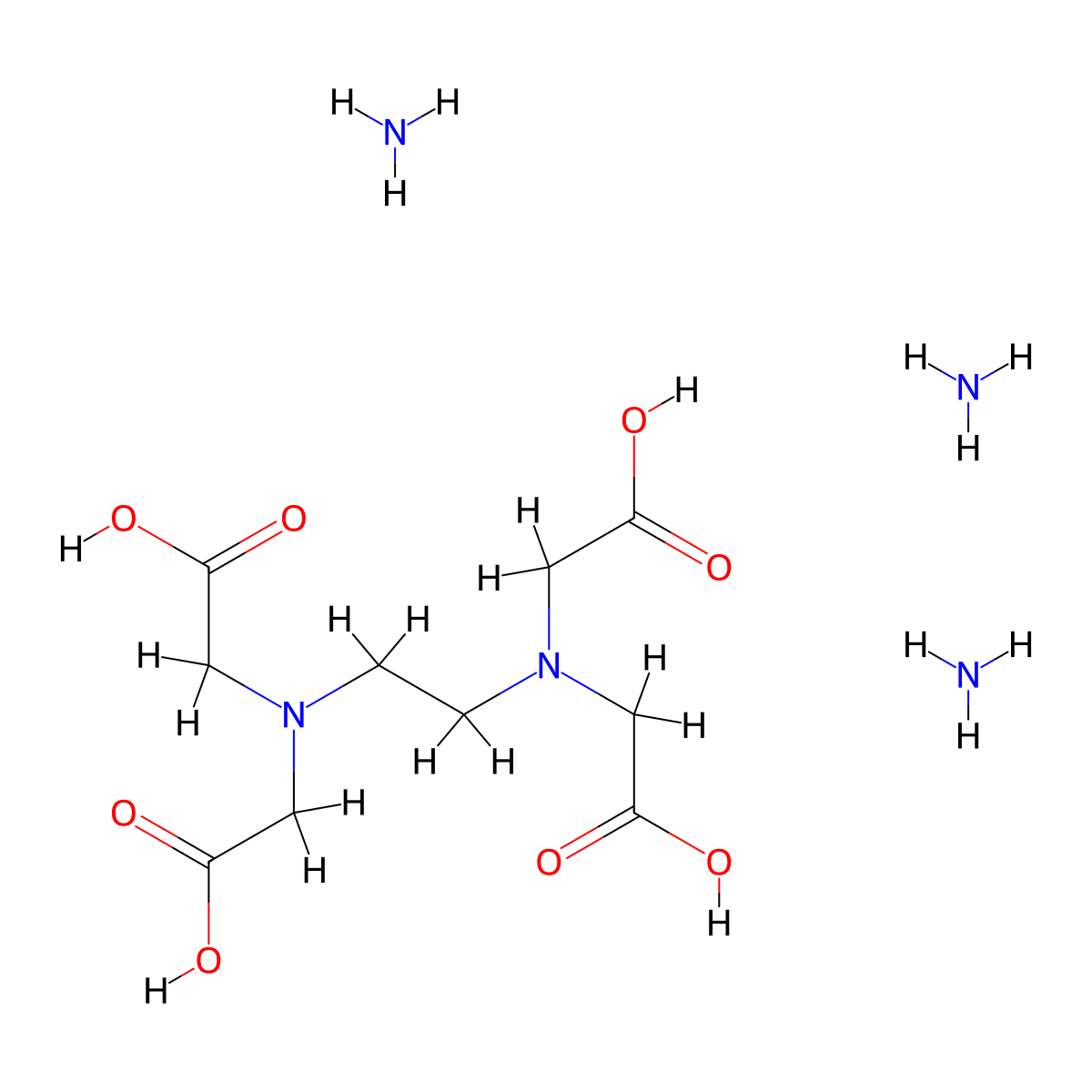 Triammonium ethylenediaminetetraacetate molecular structure, CAS 15934-01-7