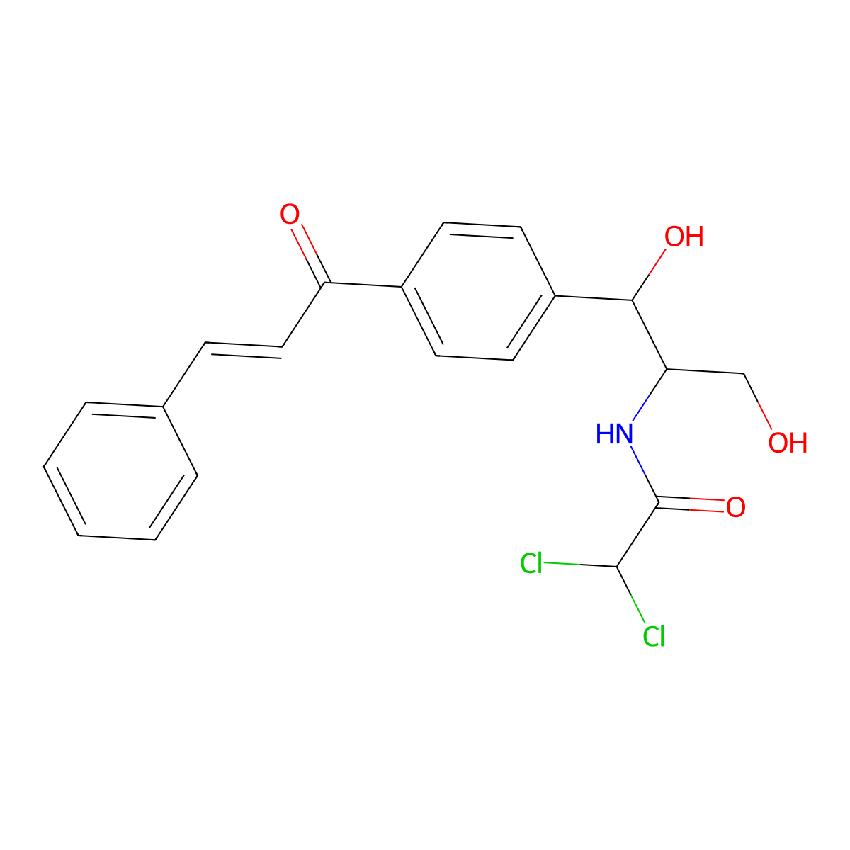 2,2-dichloro-N-[1,3-dihydroxy-1-[4-[(E)-3-phenylprop-2-enoyl]phenyl]propan-2-yl]acetamide molecular structure, CAS 15934-95-9