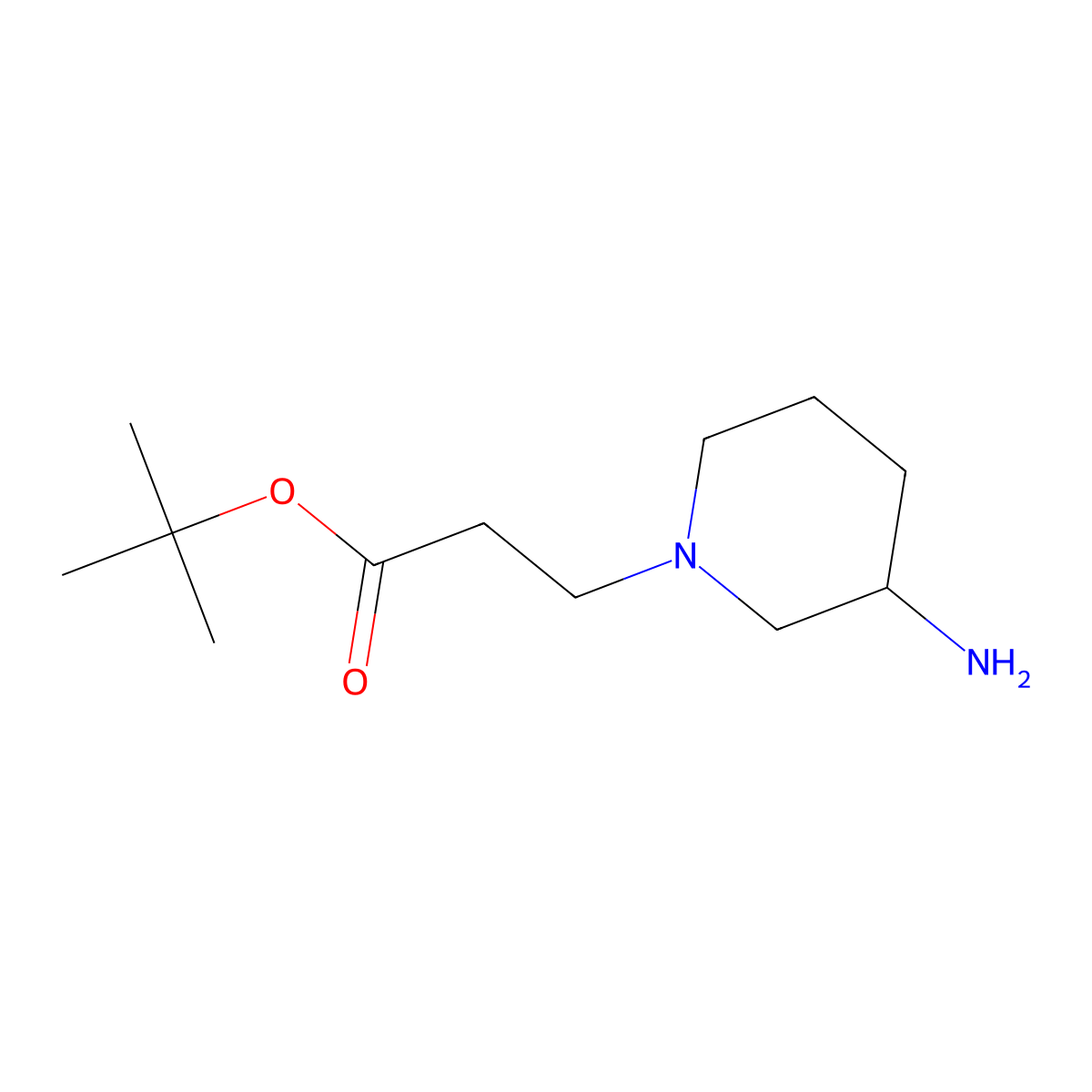 Tert-butyl 3-(3-aminopiperidin-1-yl)propanoate molecular structure, CAS 1593414-24-4