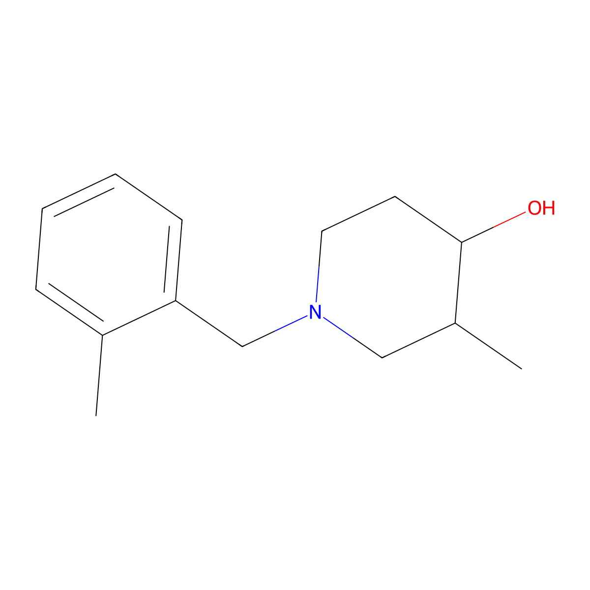 3-Methyl-1-(2-methylbenzyl)piperidin-4-ol molecular structure, CAS 1593421-60-3