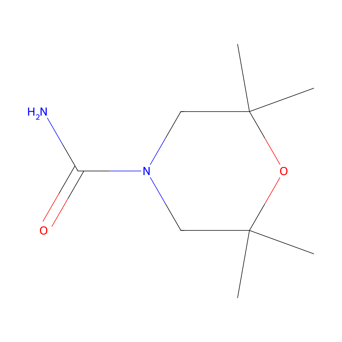2,2,6,6-Tetramethylmorpholine-4-carboxamide molecular structure, CAS 1593440-68-6