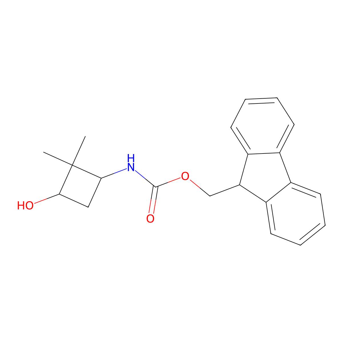 (9H-fluoren-9-yl)methyl N-(3-hydroxy-2,2-dimethylcyclobutyl)carbamate molecular structure, CAS 1593445-74-9