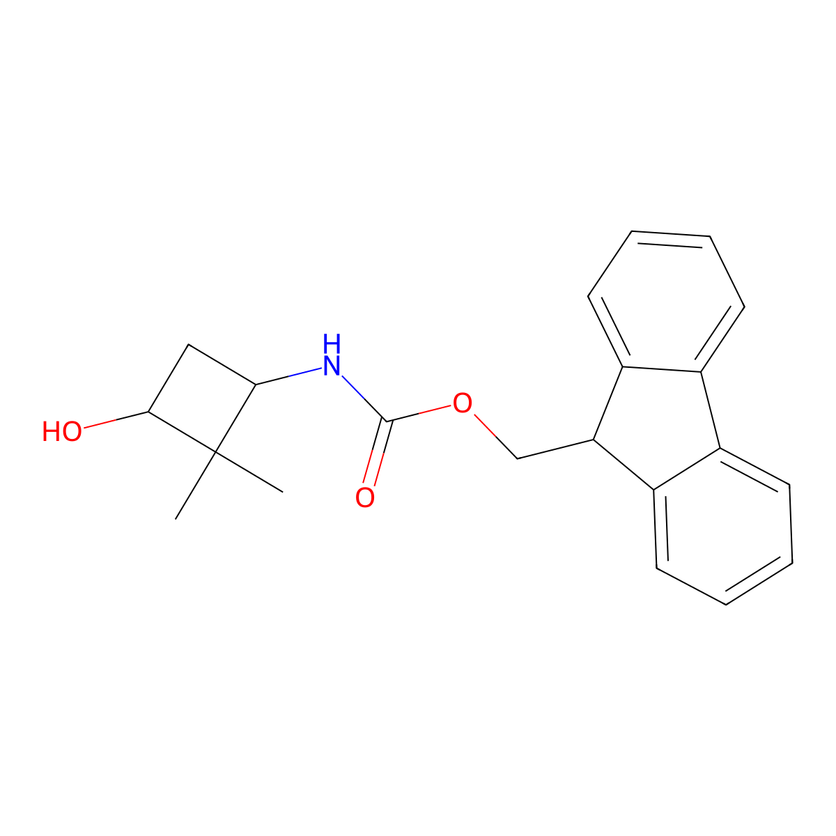 (9H-fluoren-9-yl)methyl N-(3-hydroxy-2,2-dimethylcyclobutyl)carbamate molecular structure, CAS 1593445-74-9