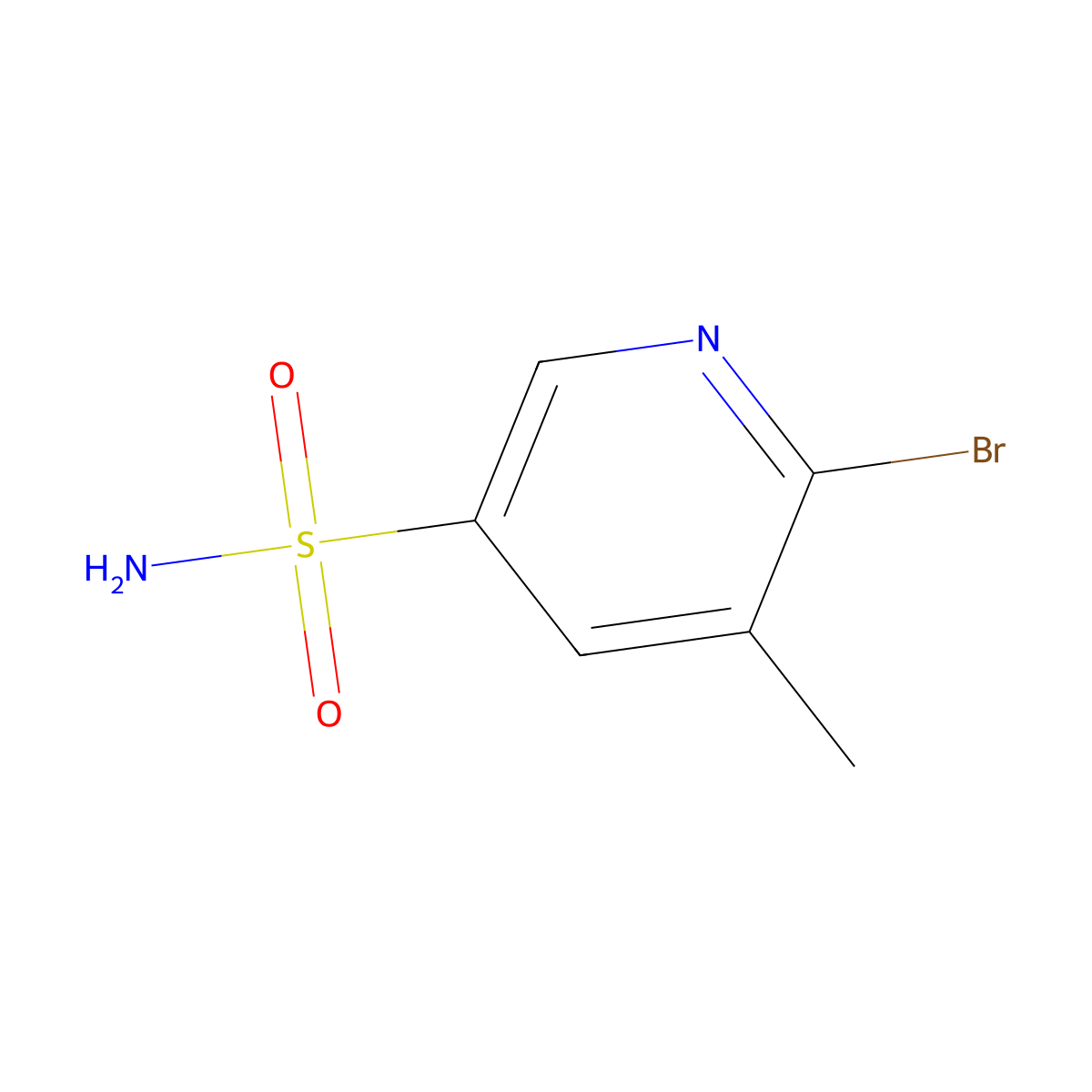 6-Bromo-5-methylpyridine-3-sulfonamide molecular structure, CAS 1593448-34-0