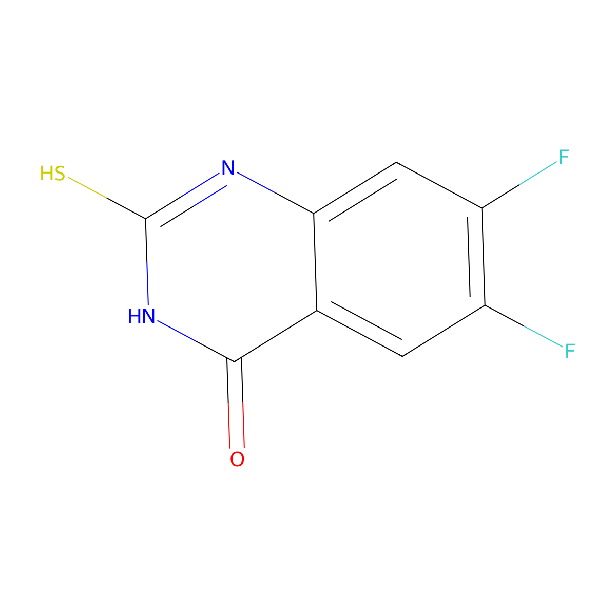 6,7-Difluoro-2-mercaptoquinazolin-4(3H)-one molecular structure, CAS 1593461-98-3