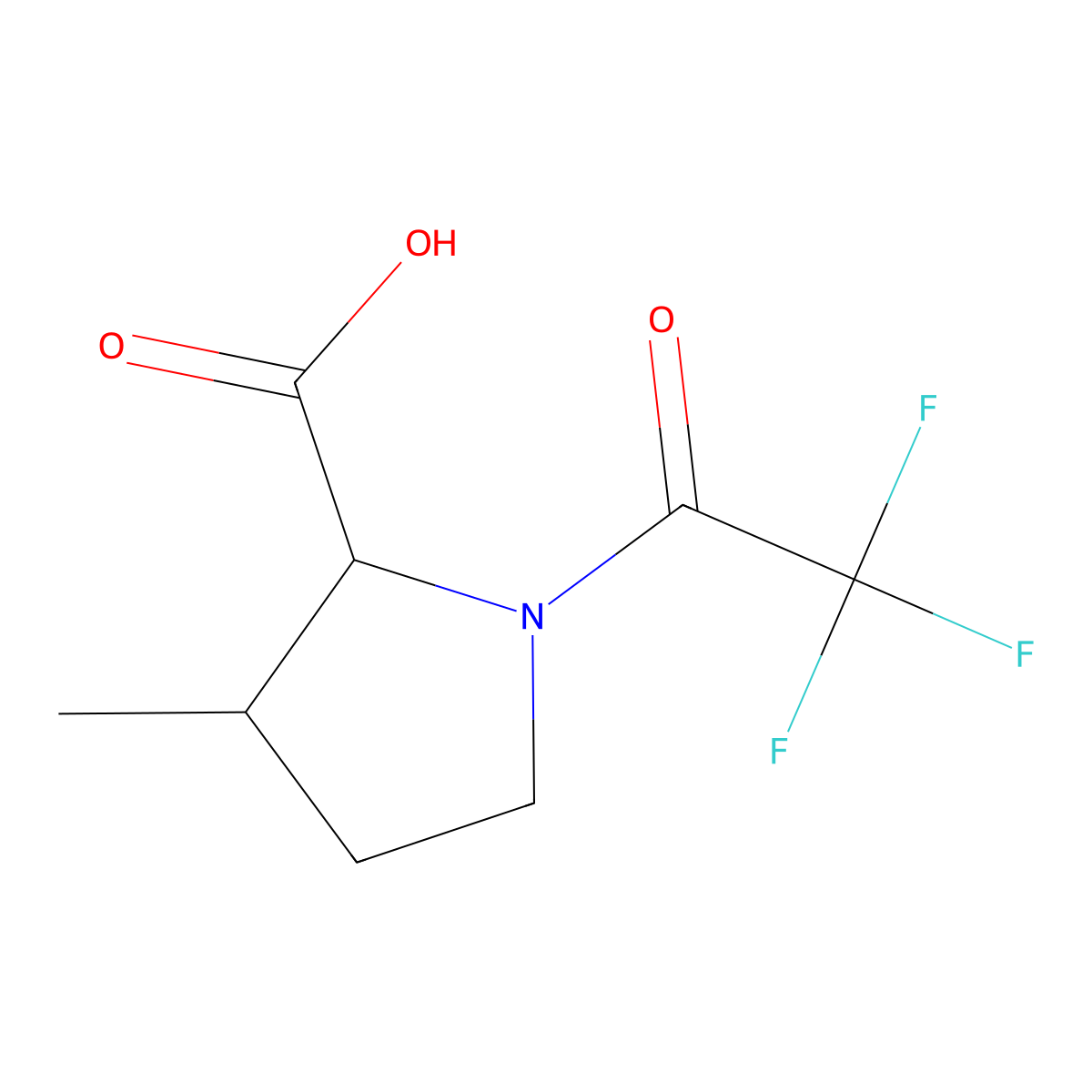 3-Methyl-1-(trifluoroacetyl)pyrrolidine-2-carboxylic acid molecular structure, CAS 1593478-49-9
