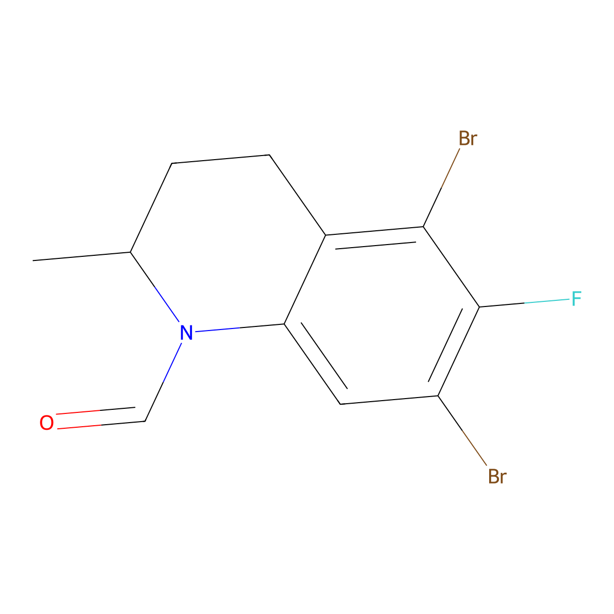 (2R)-5,7-Dibromo-6-fluoro-3,4-dihydro-2-methyl-1(2H)-quinolinecarboxaldehyde molecular structure, CAS 1593478-56-8