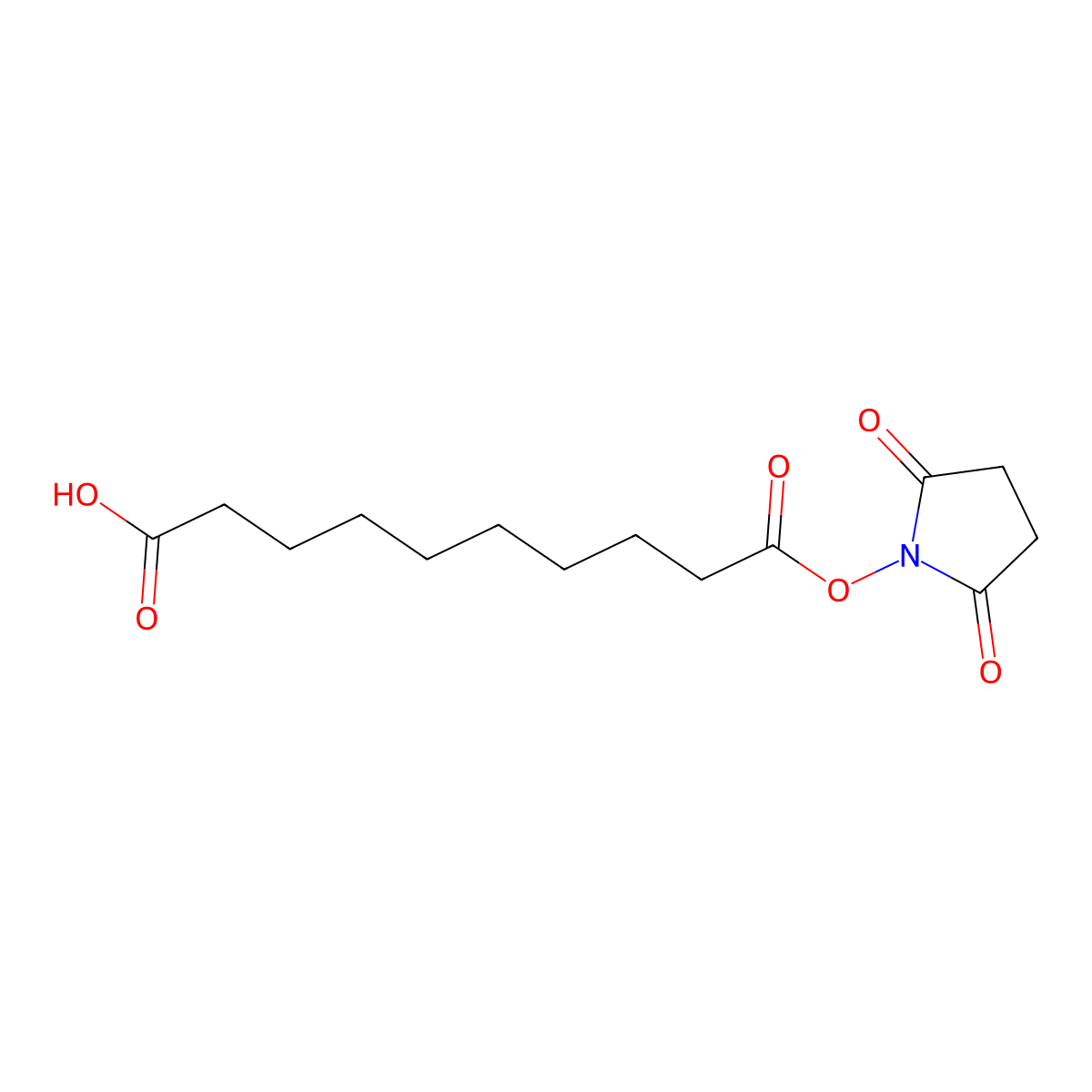 10-((2,5-Dioxopyrrolidin-1-yl)oxy)-10-oxodecanoic acid molecular structure, CAS 159350-38-6