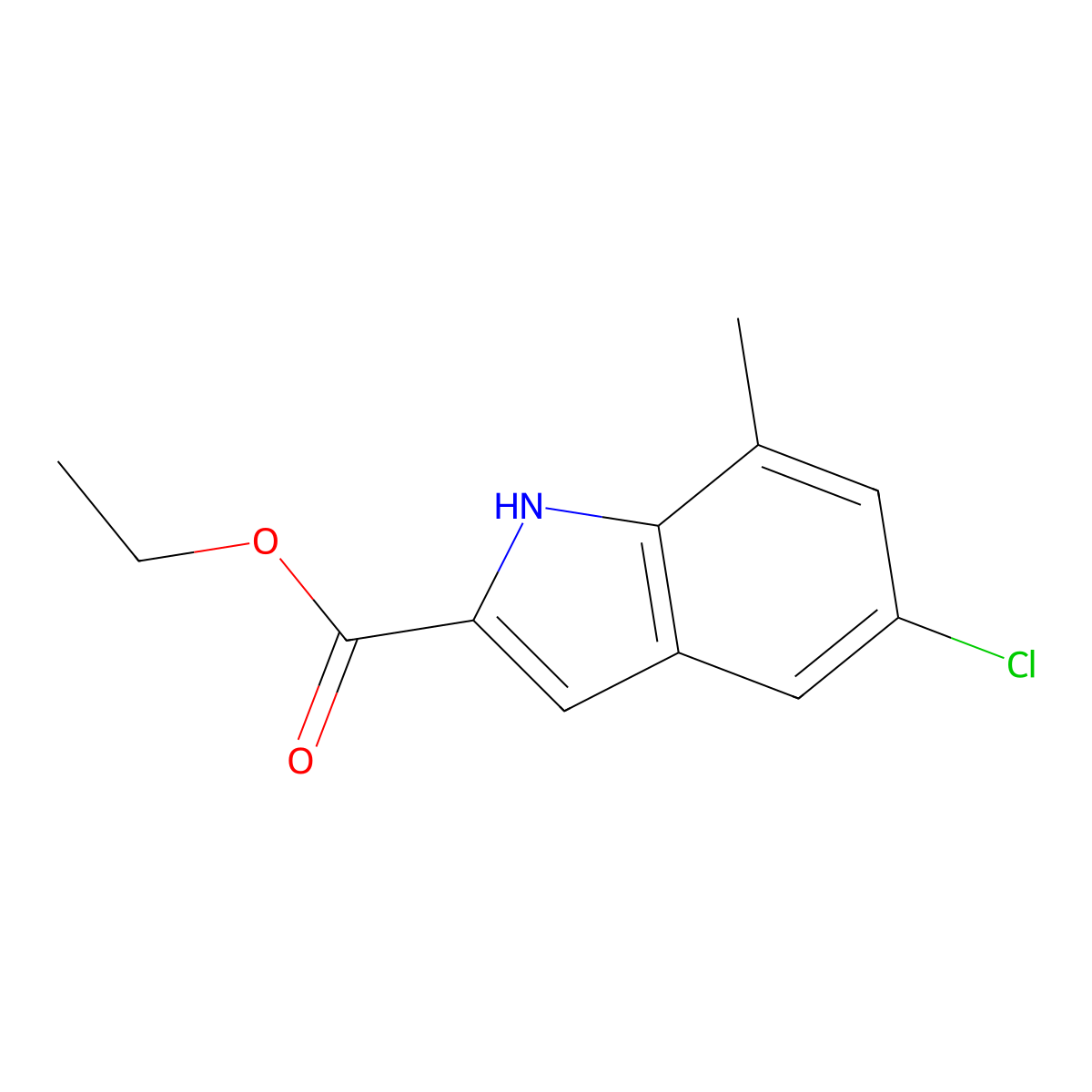 ethyl 5-chloro-7-methyl-1H-indole-2-carboxylate molecular structure, CAS 15936-71-7