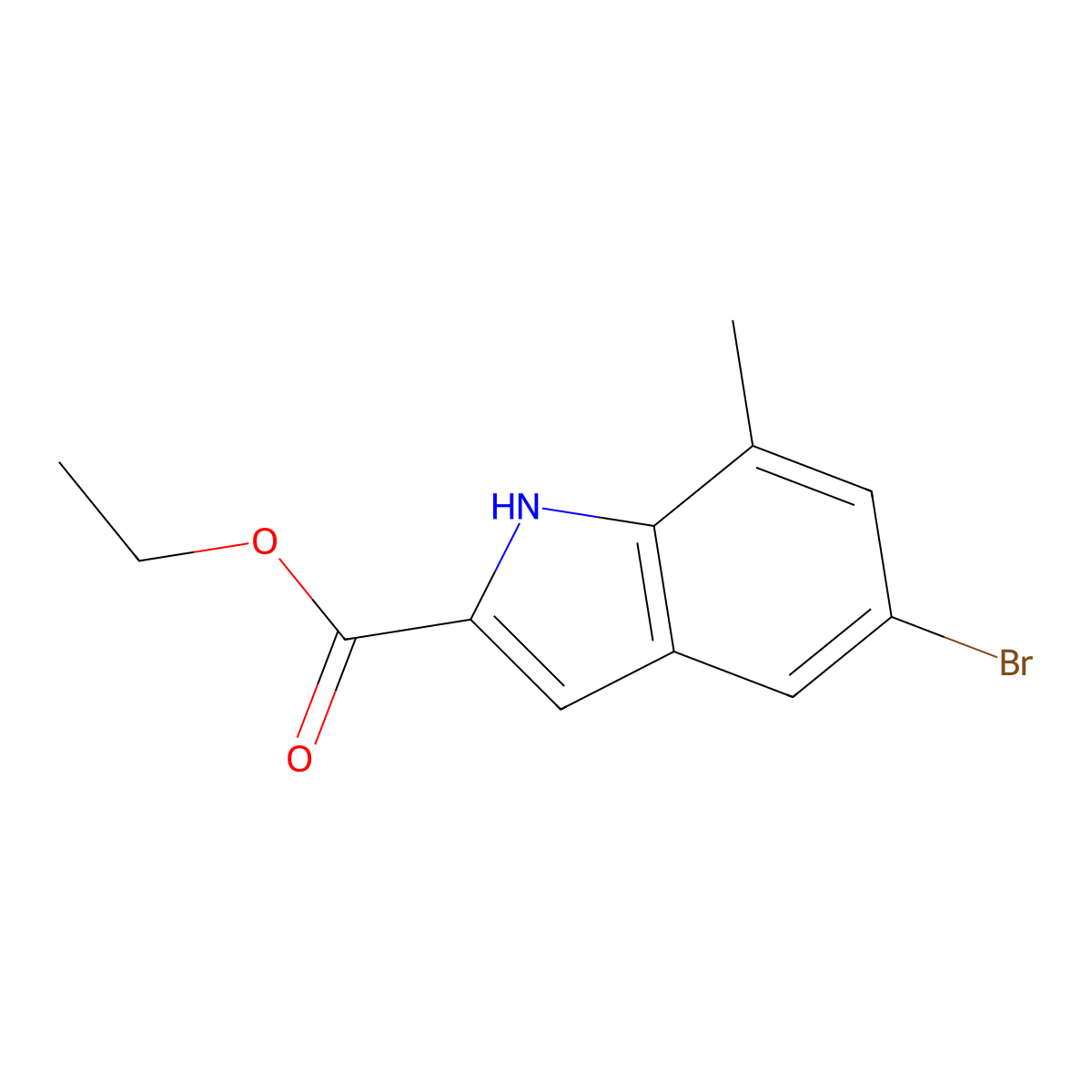 Ethyl 5-bromo-7-methyl-1H-indole-2-carboxylate molecular structure, CAS 15936-73-9