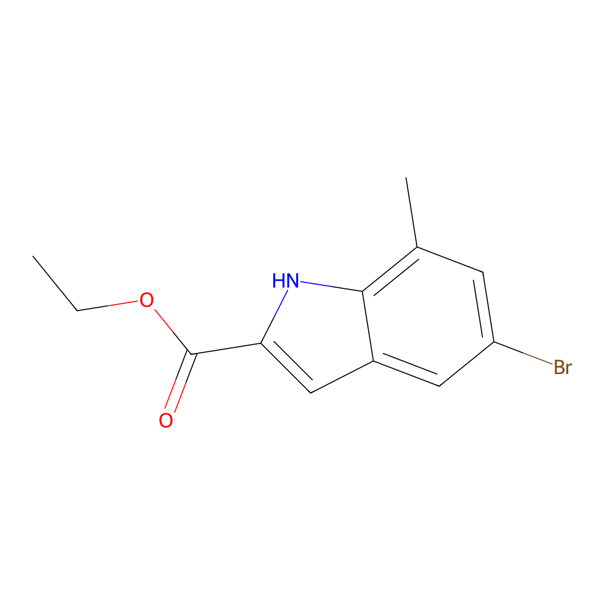 Ethyl 5-bromo-7-methyl-1H-indole-2-carboxylate molecular structure, CAS 15936-73-9