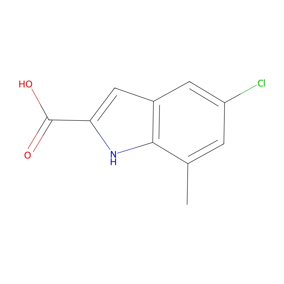 5-chloro-7-methyl-1H-indole-2-carboxylic acid molecular structure, CAS 15936-74-0