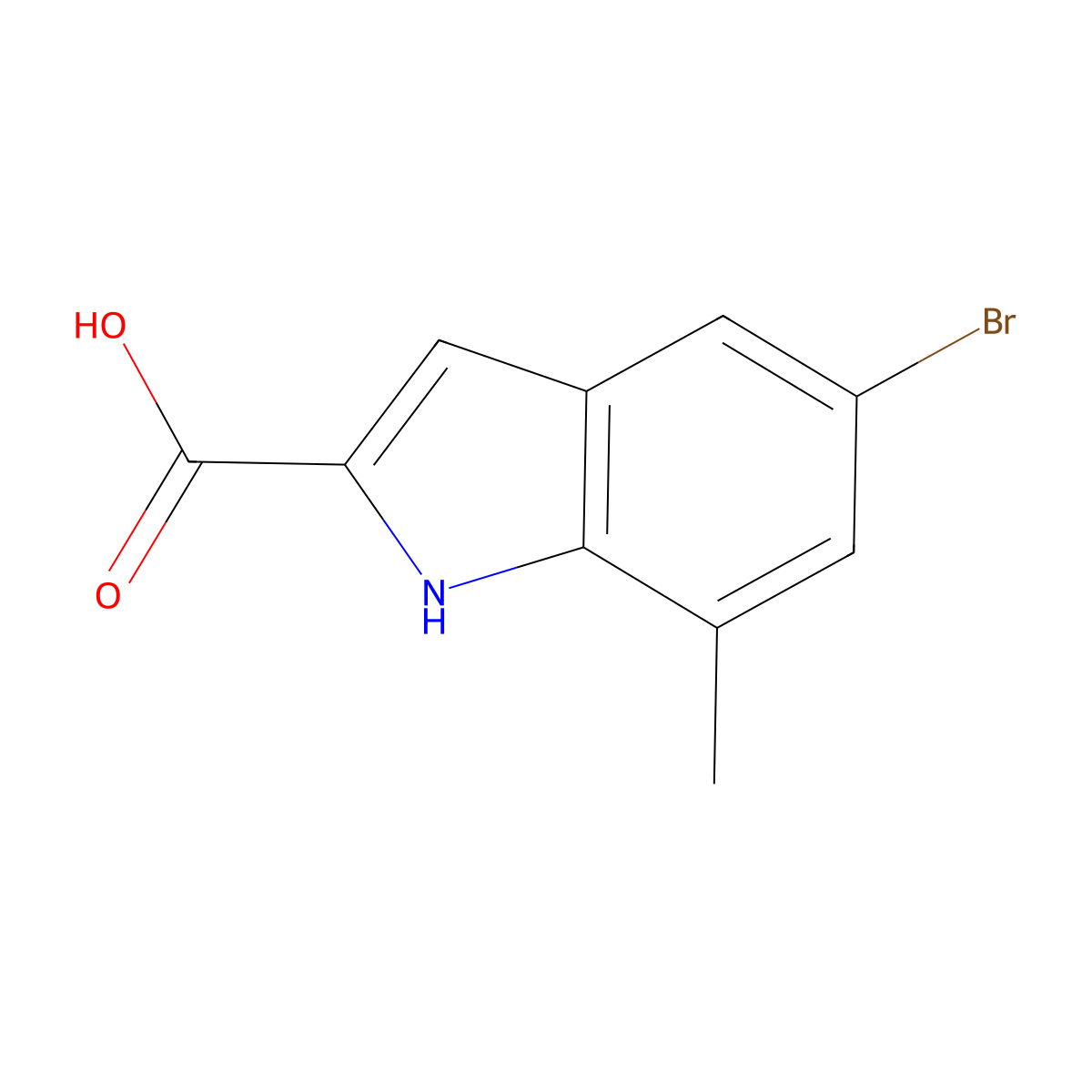 5-Bromo-7-methyl-1H-indole-2-carboxylic acid molecular structure, CAS 15936-76-2