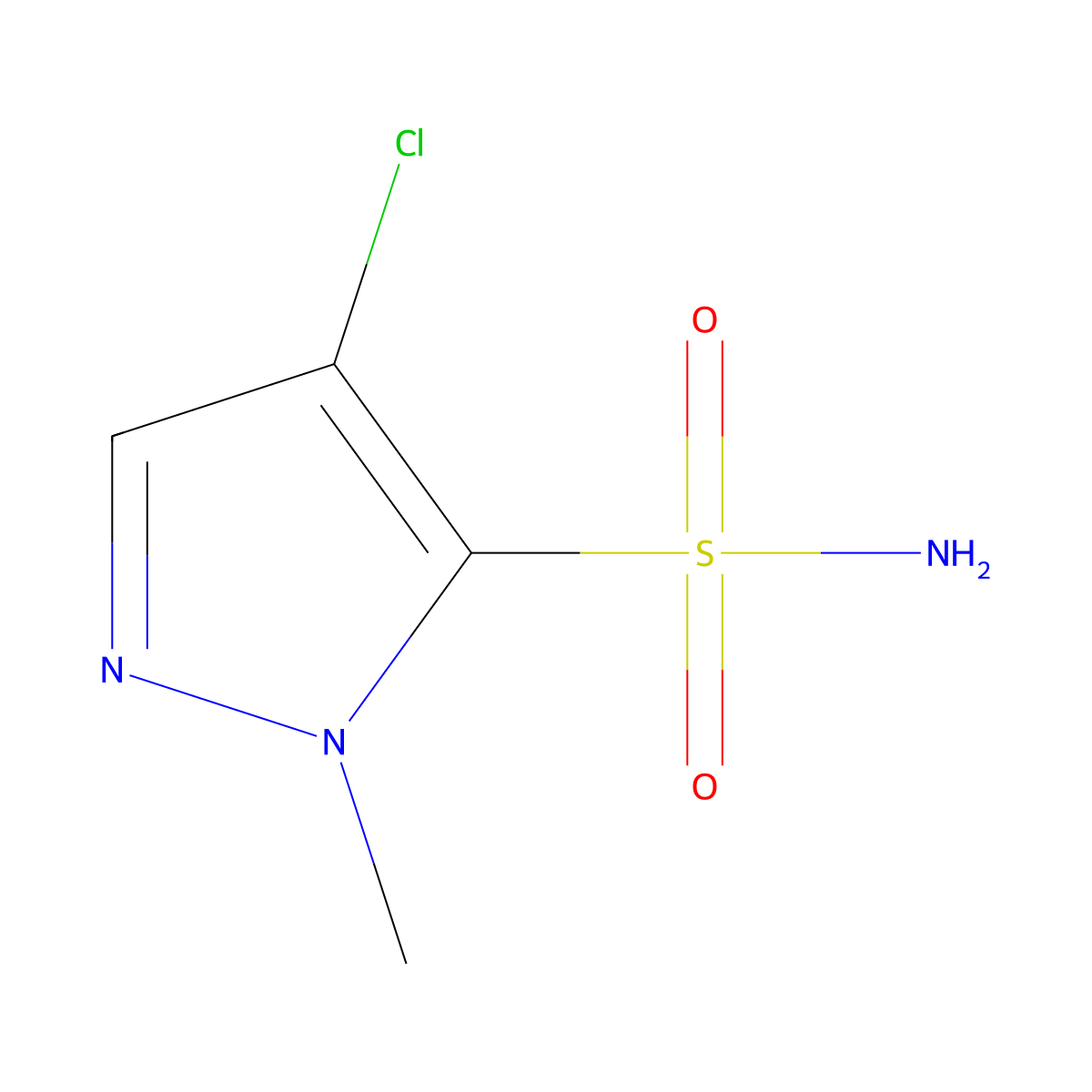 4-Chloro-1-methyl-1H-pyrazole-5-sulfonamide molecular structure, CAS 1593693-34-5