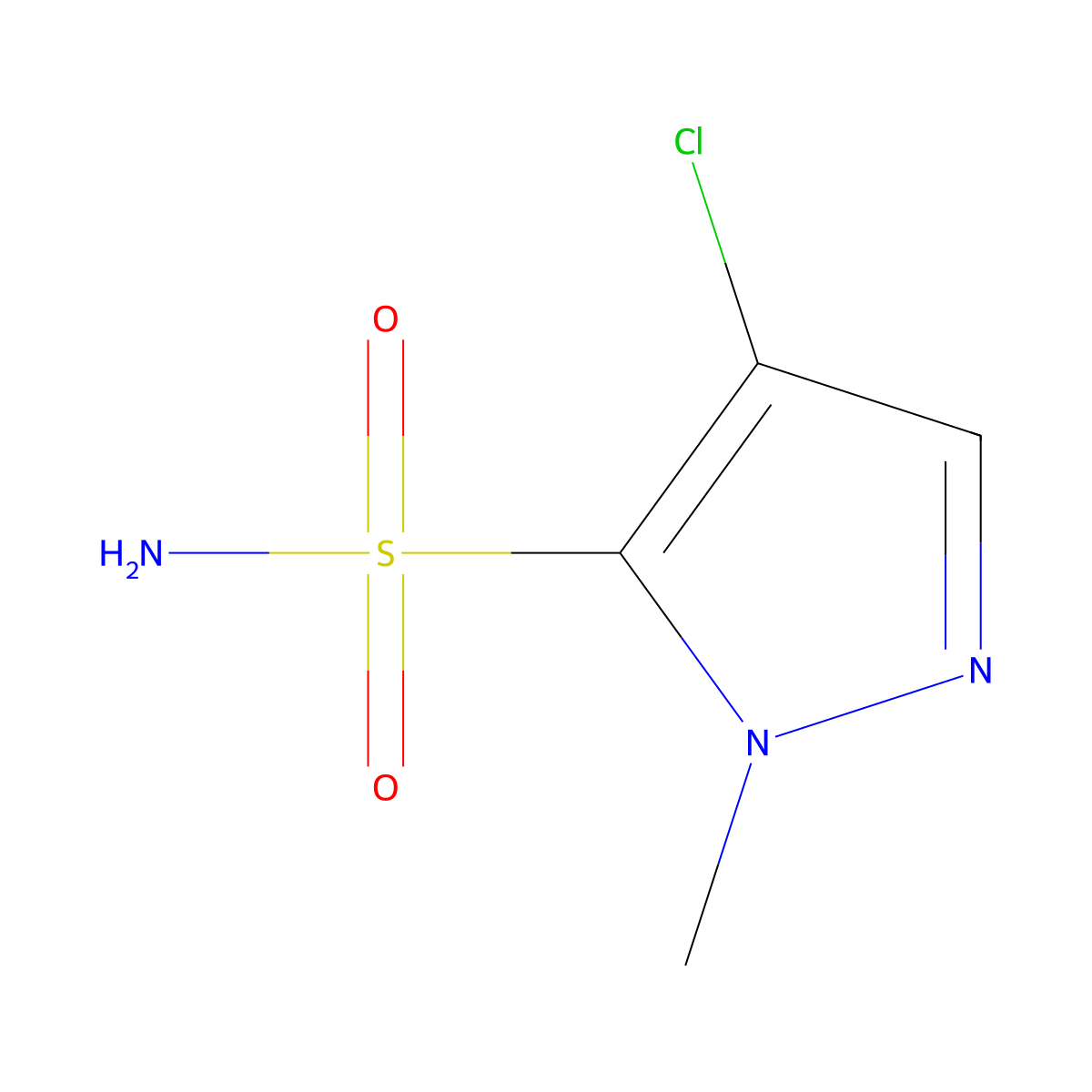 4-Chloro-1-methyl-1H-pyrazole-5-sulfonamide molecular structure, CAS 1593693-34-5